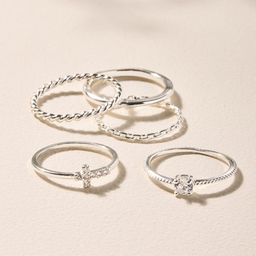 Francesca's Collections Silver Ring Stacking Set Assorted Sizes